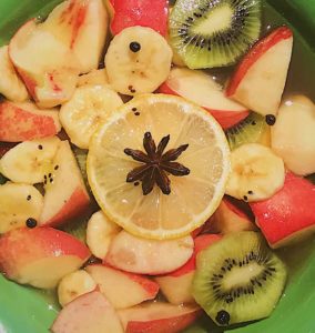 fruit salad spices banana peach kiwi cinnamon star anise