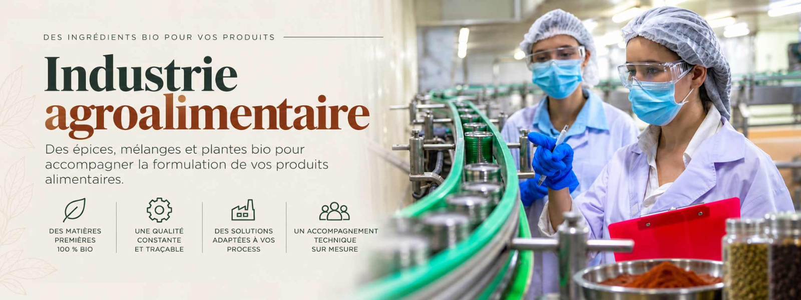 épices bio pour l'industrie agroalimentaire