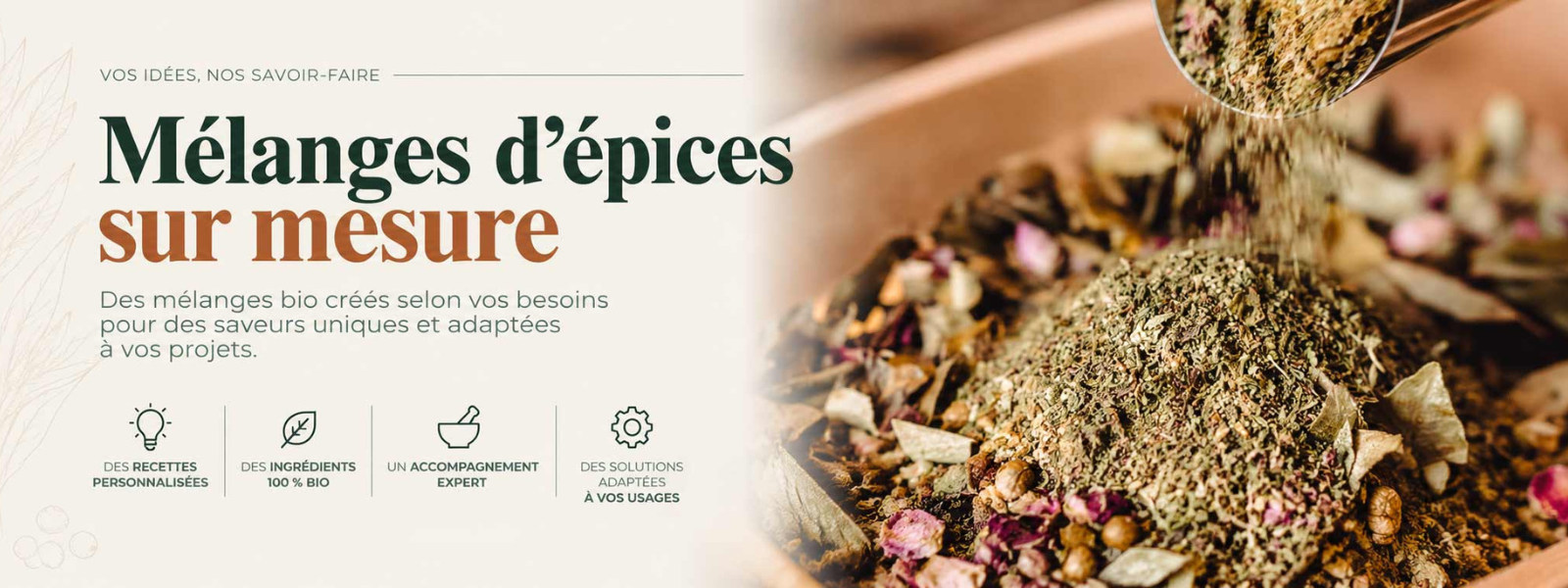 mélanges d'épices bio sur mesure pour professionnels
